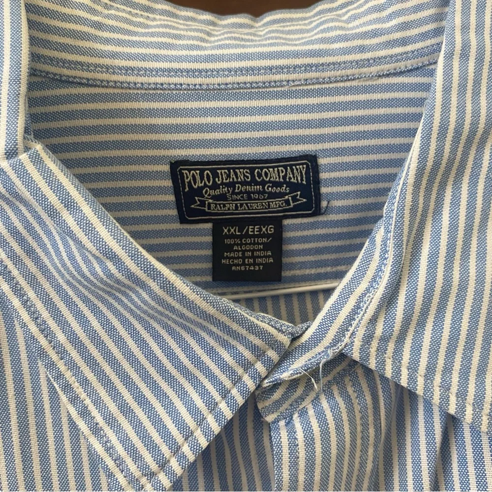 Polo Jeans Ralph Lauren Men’s Striped Button Up Long Sleeve Shirt - 2XL (XXL)